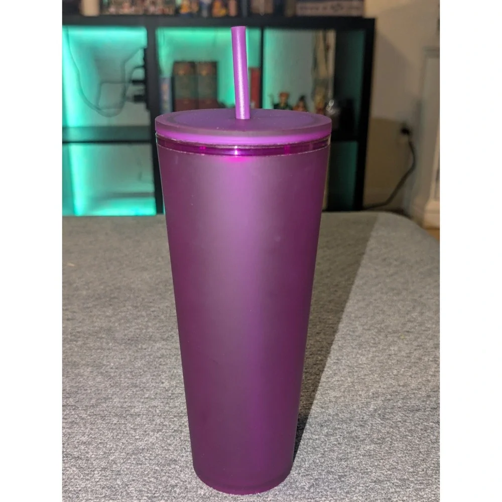 Starbucks August 2021 Matte Purple Soft Touch Tumbler Cold Cup Venti 24oz
